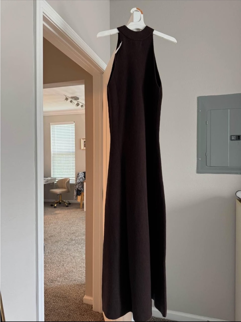 Chocolate High-Neck Sweater Dress